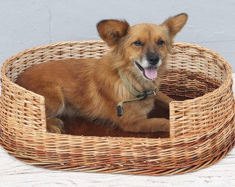 Large dog bed with pillow Wicker cat basket Woven dog bed furniture