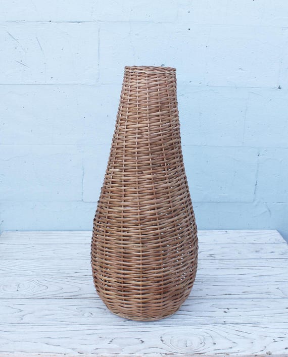 手作りの背の高い籐の花瓶。床に置く大きな編み込みの花瓶。 - Etsy 日本