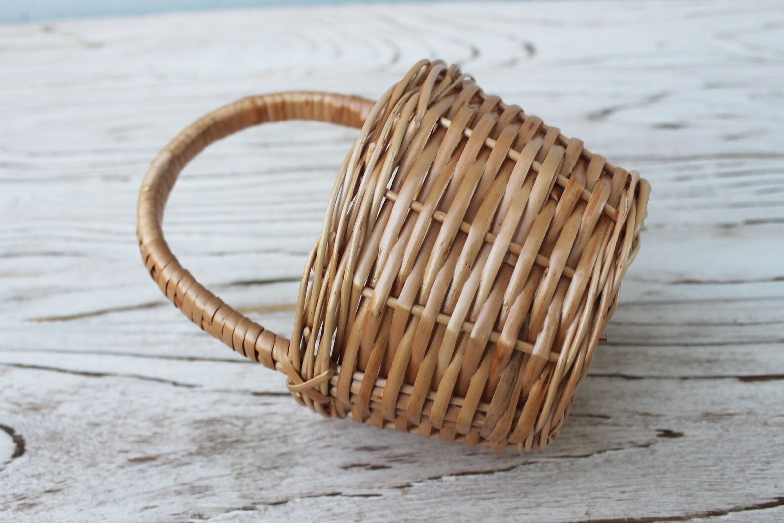 Rustic flower girl basket Small wicker basket with handle Mini Etsy