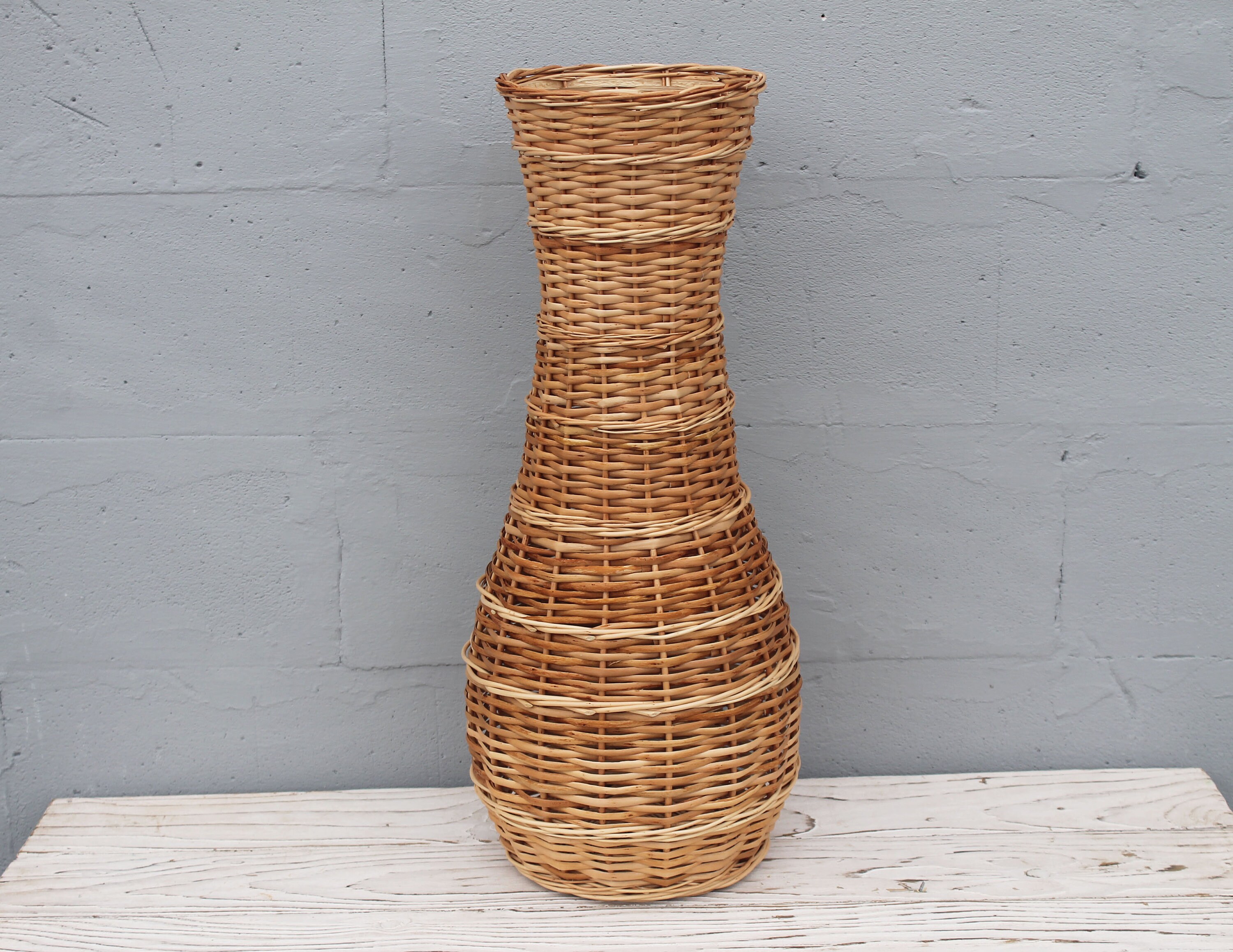 Tall Wicker Floor Vase Large Woven Vase Etsy