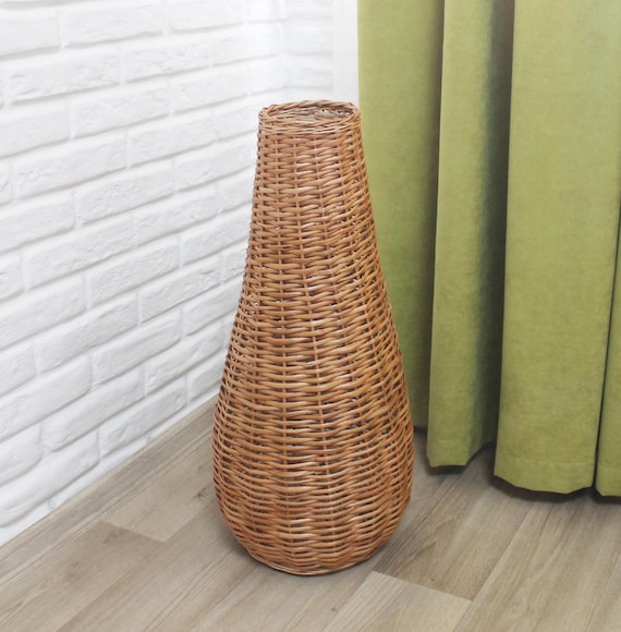 Hohe Weidenvase handmade Gewebte große Vase für Boden