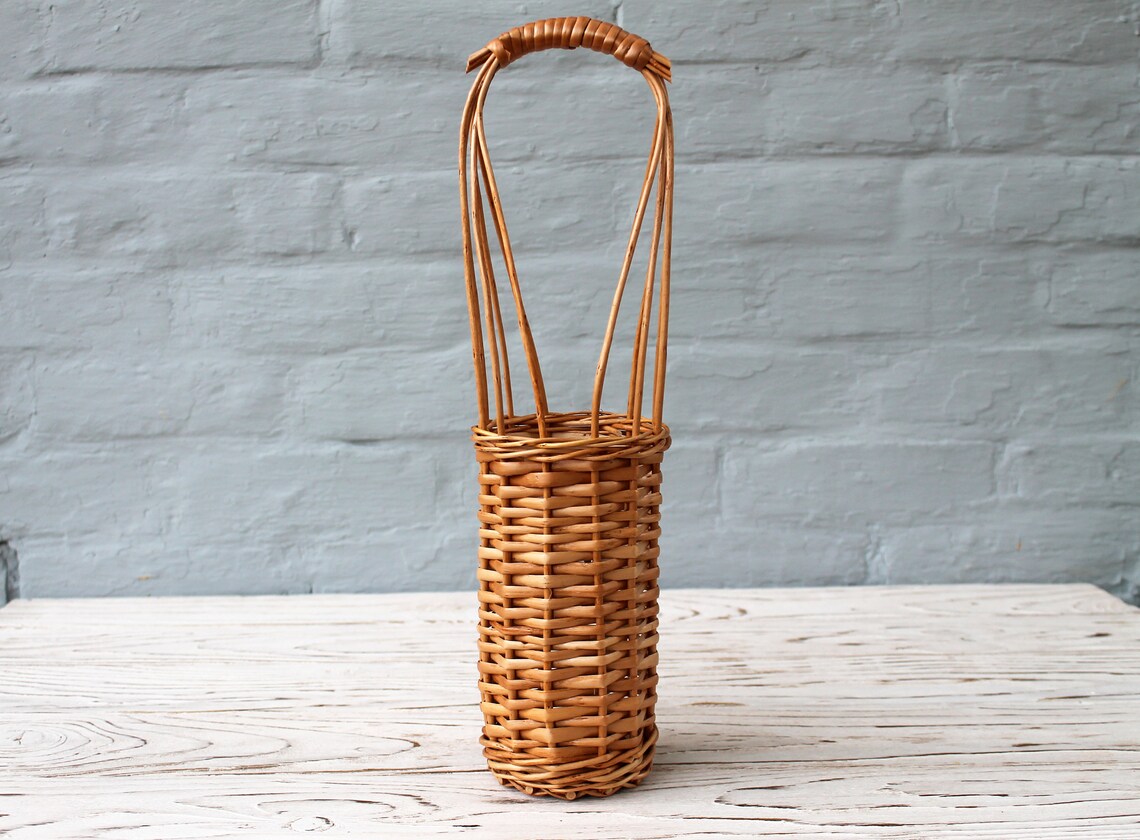 Wicker wine carrier Woven wine basket Wicker wine bottle Etsy
