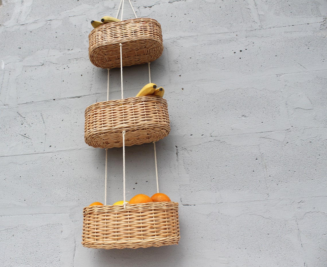 Weidenbehang Obstkorb 3-stöckiger Küchenkorb Hängende | Etsy
