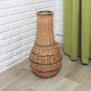 Tall wicker vase large floor vase handmade Decorative vase for home decor