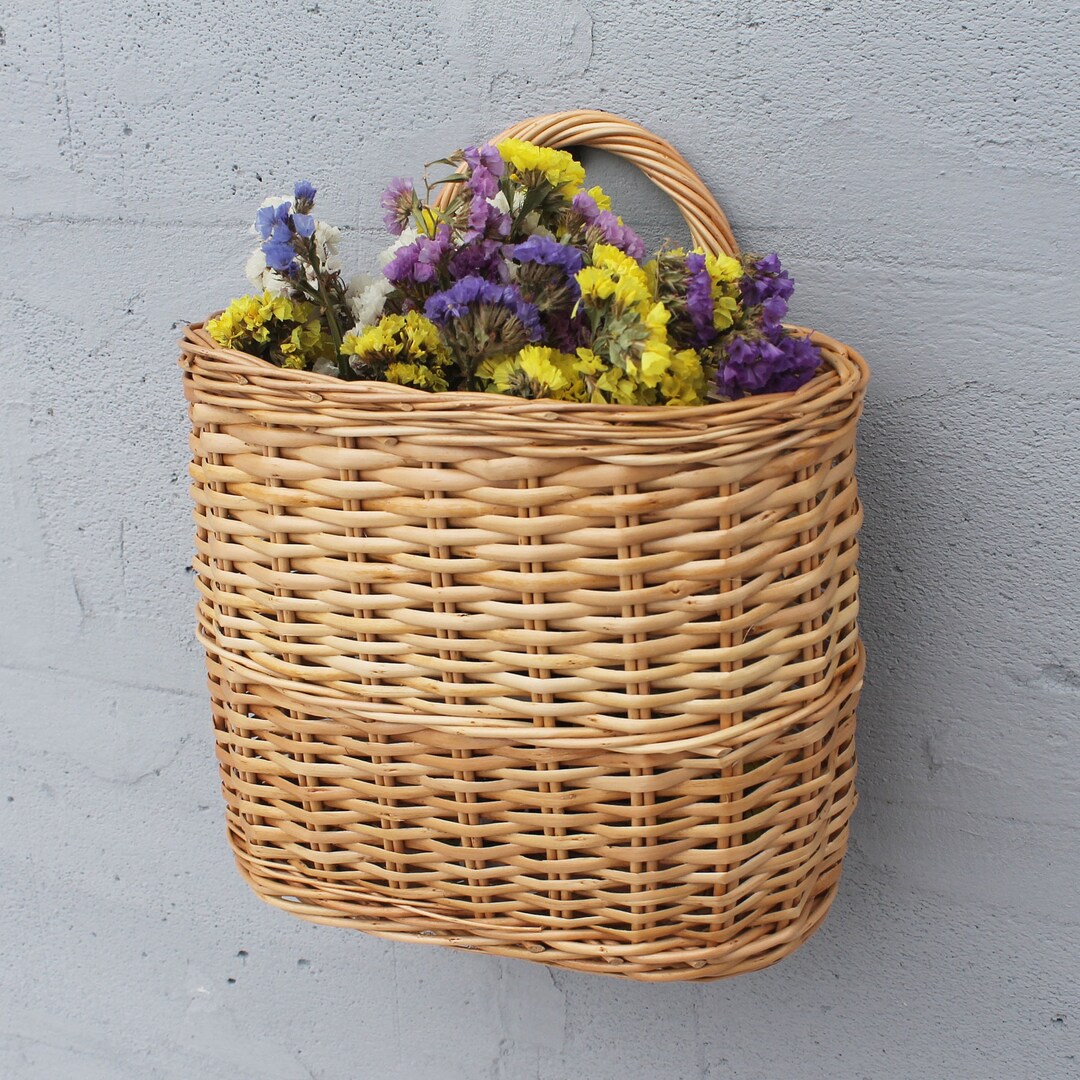 Hanging Basket for Front Door Wall Basket for Flowers Wicker Door