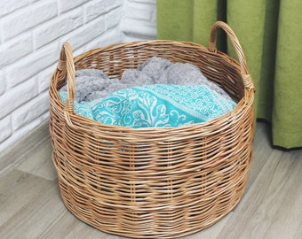Wicker laundry basket with handles large woven basket for blankets
