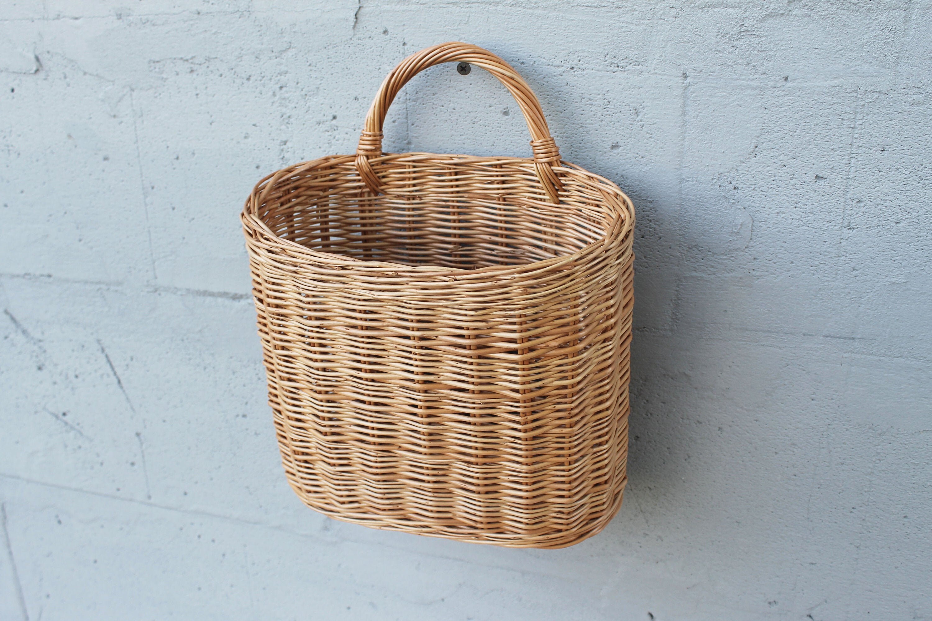 Willow hanging kitchen basket Wicker door basket hanging Etsy