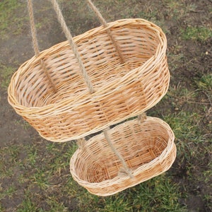 Wicker hanging fruit basket for kitchen Woven storage basket wall mount image 9