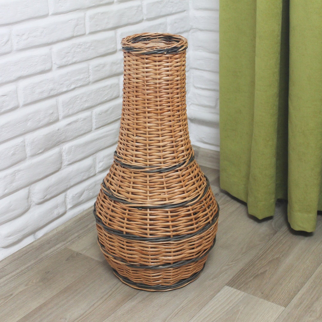 Tall Wicker Floor Vase Large Woven Vase Handmade Etsy