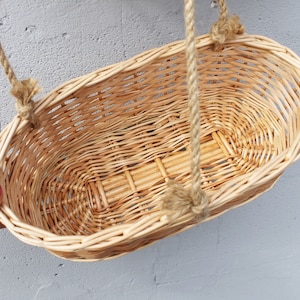 Wicker hanging fruit basket for kitchen Woven storage basket wall mount image 6