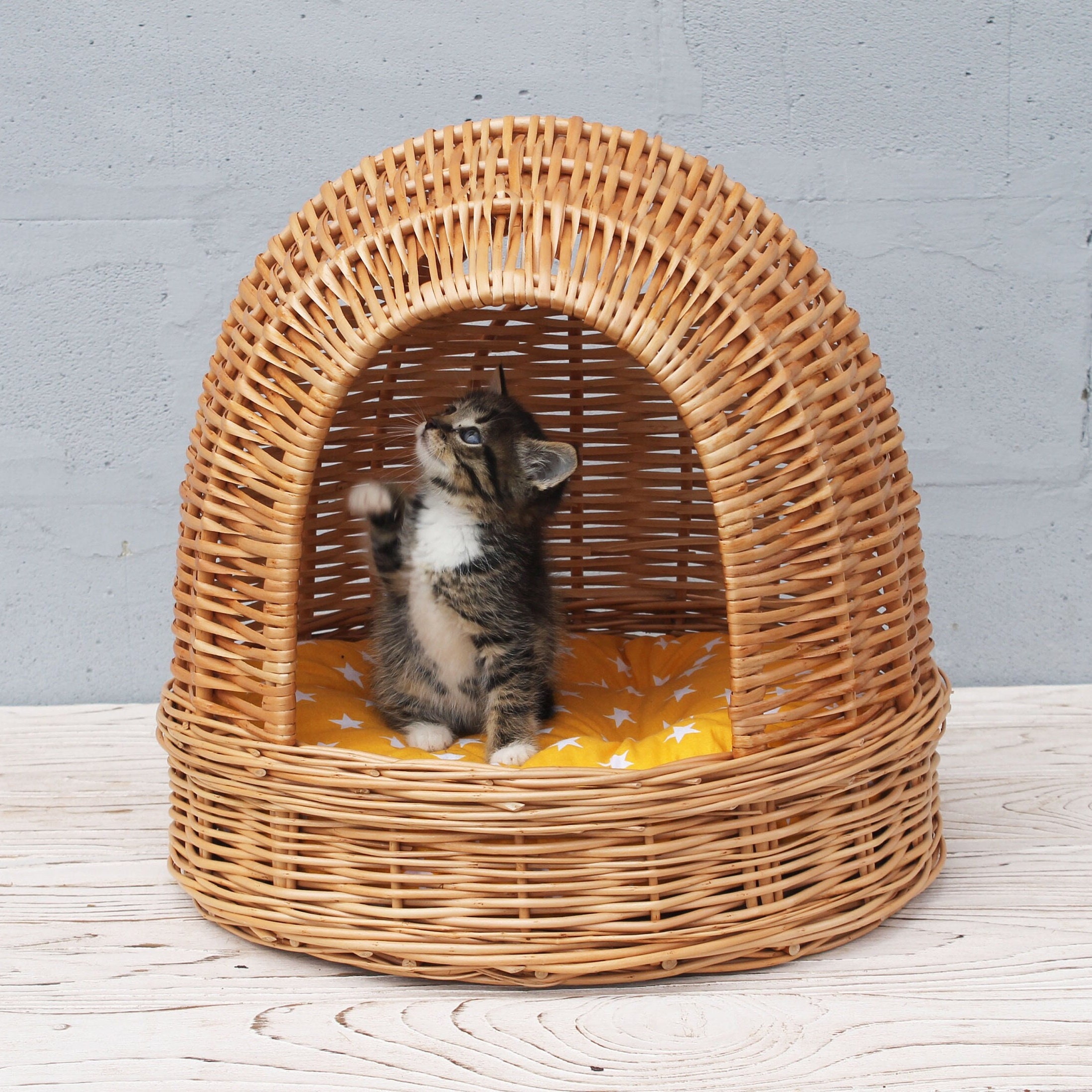 Wicker Cat Bed Woven Cat Cave Willow Pet House Etsy