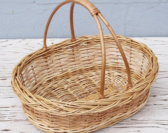 large wicker easter basket Woven basket with handle Willow basket handmade