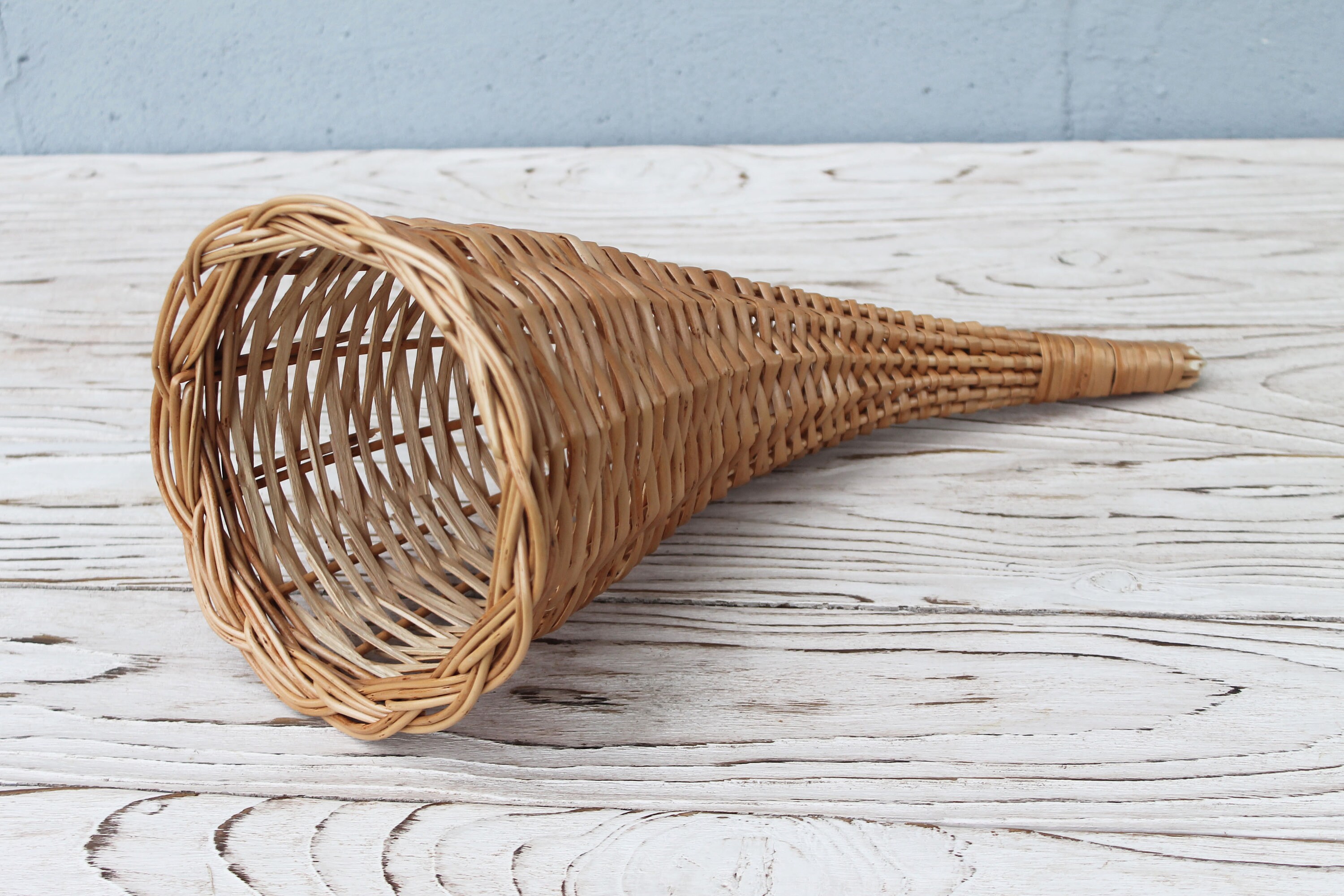 Wicker cornucopia basket Etsy
