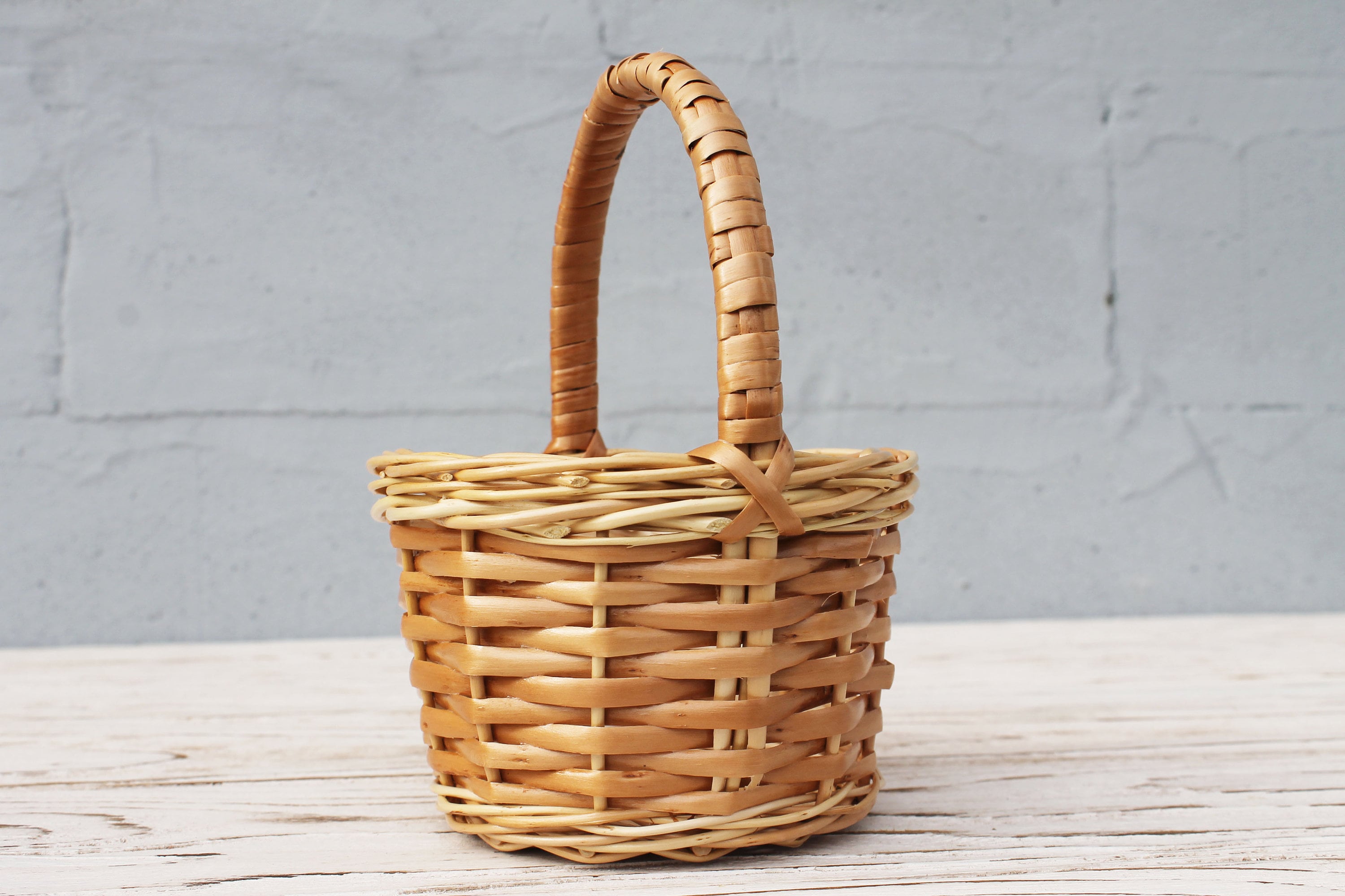 Small wicker basket with handle Etsy