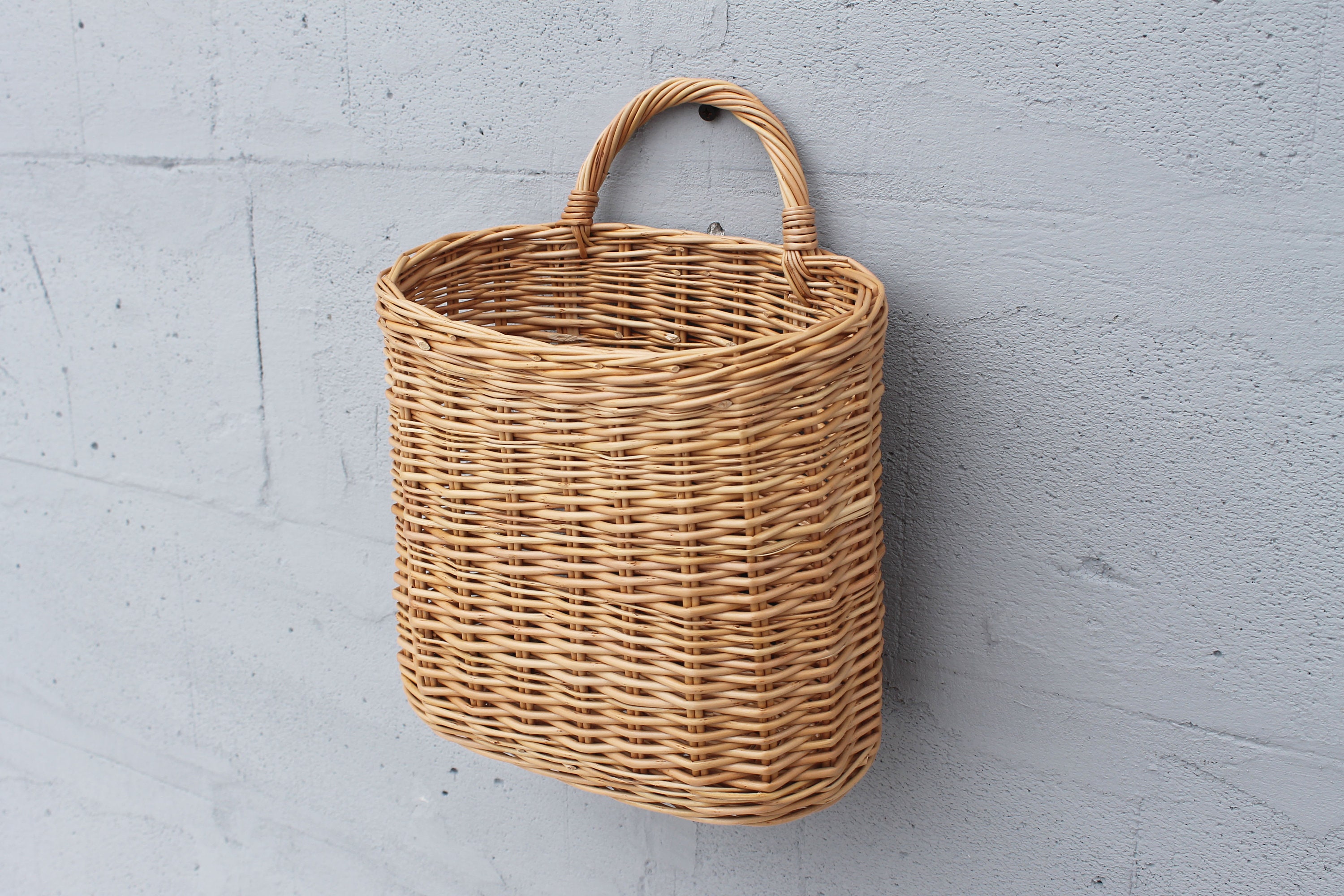 Willow hanging kitchen basket Wicker door basket hanging Etsy