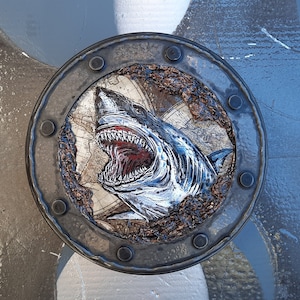 Sharkey McSharkerson The Great White Shark Porthole Portrait
