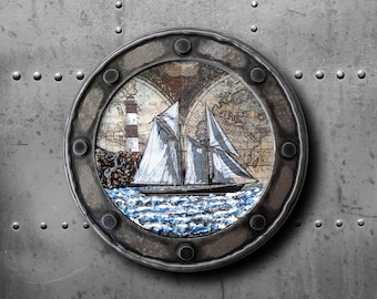 Hublot emblématique du grand voilier canadien de la goélette Bluenose