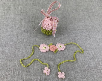 Crochet Flower Baby Headband and rattle set, Newborn baby headband flower, Shabby flower newborn headband, Newborn Photography Prop