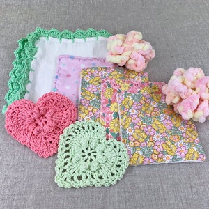 Zero waste eco friendly family, Newparents gift, Organic cotton and linen sponge washable wipes, Baby Bathtime set, Reusable wipes