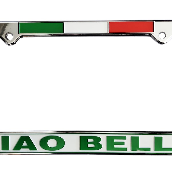 Ciao Bella License Plate Silver Frame with Flag