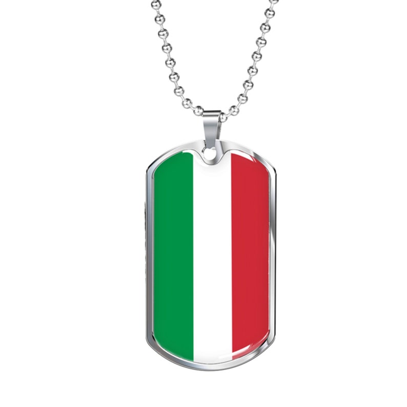 Italy Flag Dog Tag Pendant With Military Chain Etsy