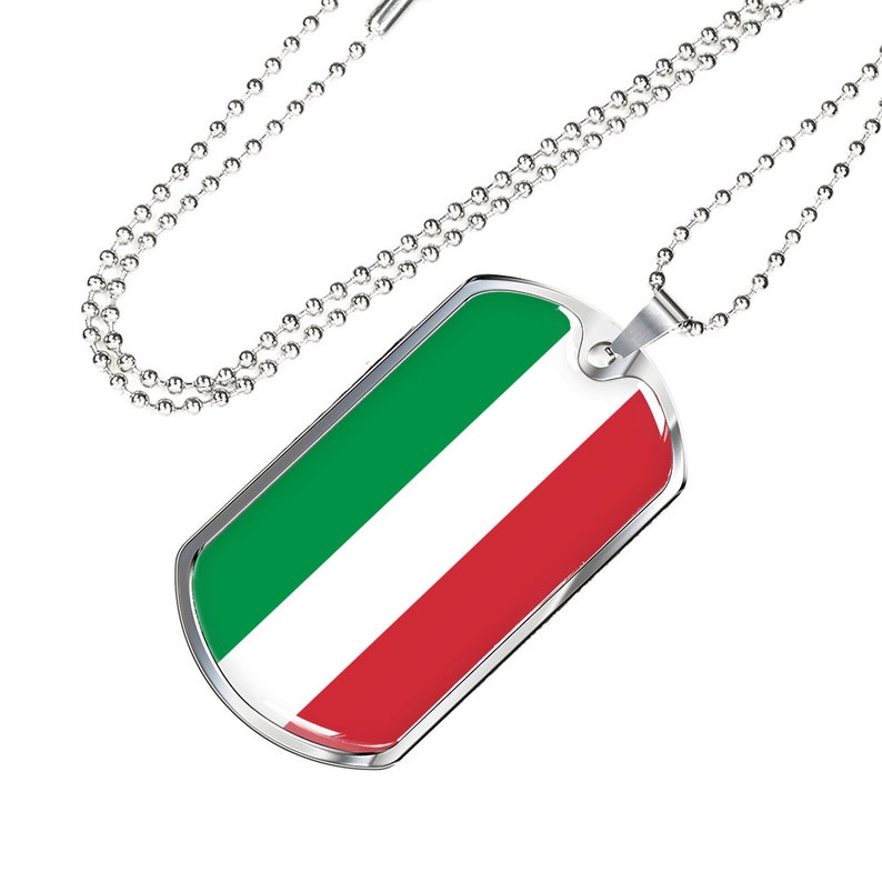 Italy Flag Dog Tag Pendant With Military Chain Etsy
