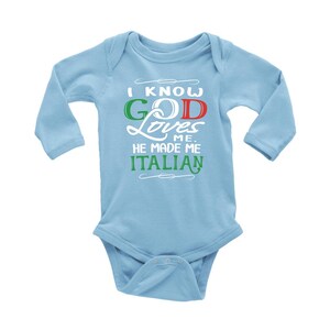 God Made Me Italian Long Sleeve Baby Onesie