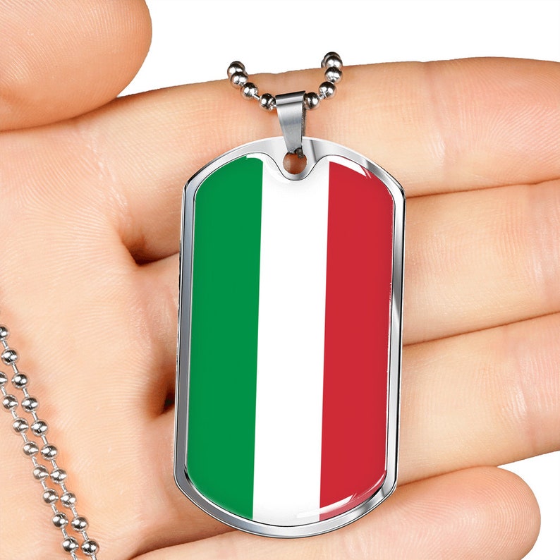 Italy Flag Dog Tag Pendant With Military Chain Etsy