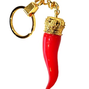Italian Horn Keychain - Red with Gold Chain