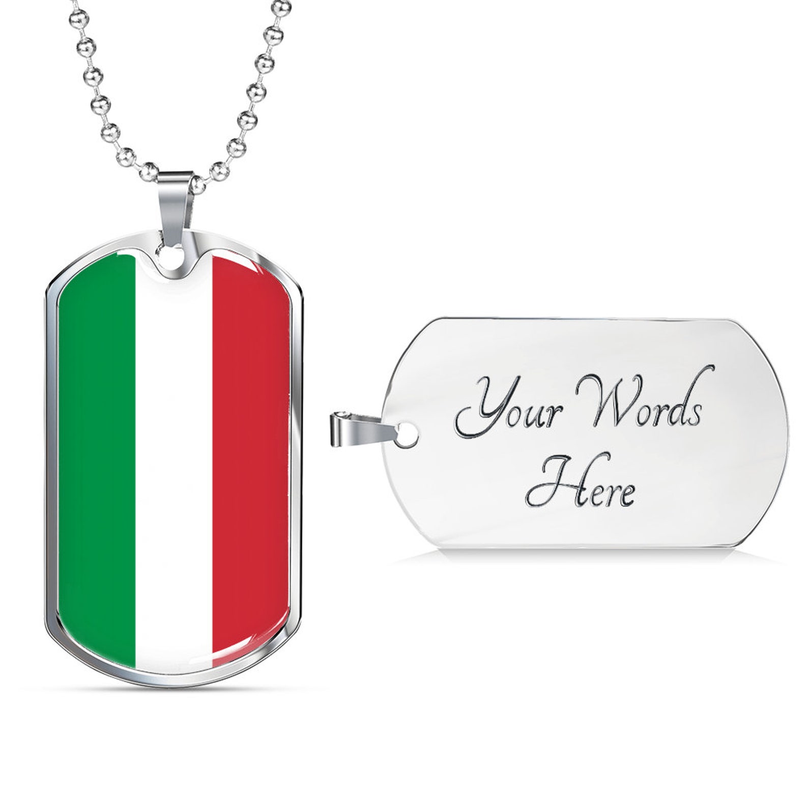 Italy Flag Dog Tag Pendant With Military Chain Etsy