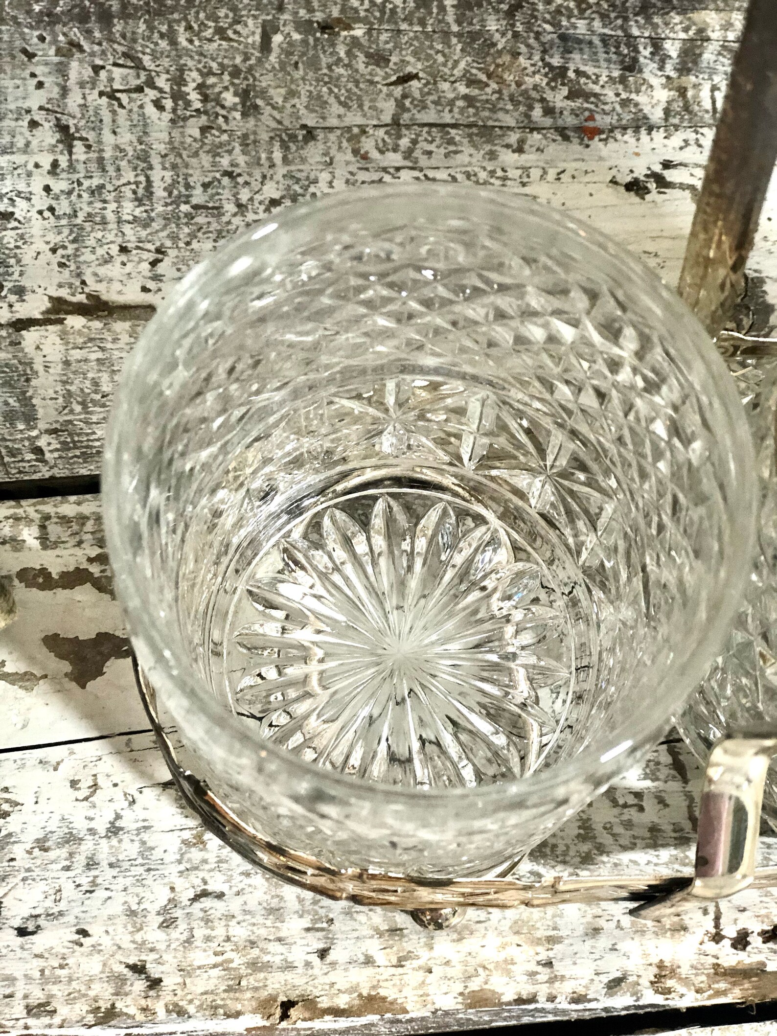 Vintage Jam Caddy Glass Tarnished Silver Shabby Chic Etsy