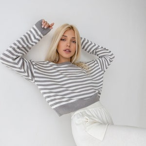 Striped top Cotton striped long sleeve image 3
