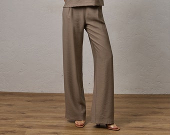 Straight wide leg natural casual pants Classic summer outfit