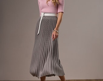 Midi summer pleated skirt Cotton womens knitted skirt Summer midi skirt