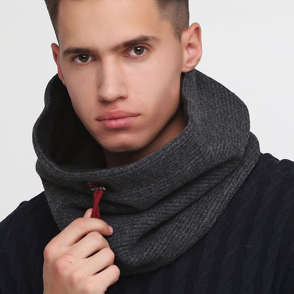 Foulard en laine grise Foulard d’hiver pour homme Chauffe-cou en laine