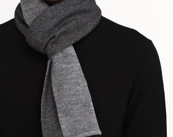 Grey long wool scarf Mens winters scarf Christmas gift for men