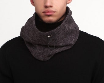 Black fleece neckwarmer Neckwarmer for men Warm mens scarf Neck warmer