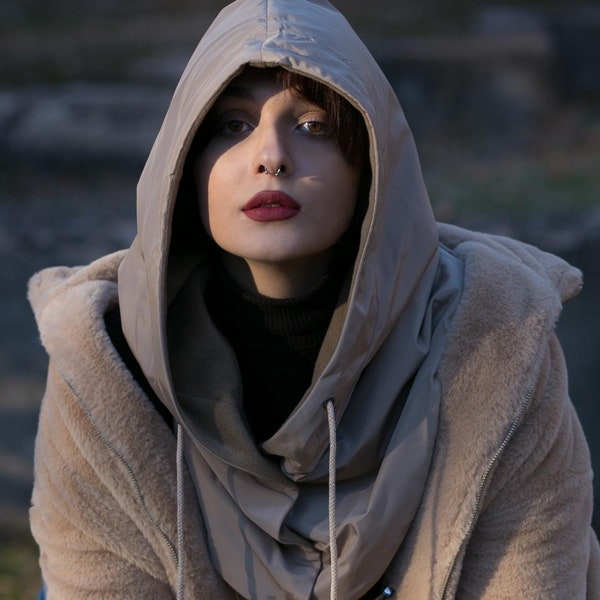 Écharpe à capuche imperméable en polaire, capuche de protection contre la pluie et la neige en hiver