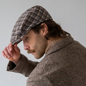 plaited wool flat cap for man