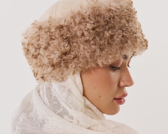 Winter Faux Fur Pillbox Hat for Women, Warm Shearling Style Pillbox Cap
