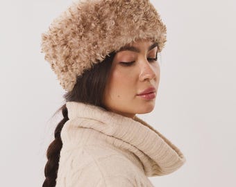 Warm Vintage Style Pillbox Cap, Winter Faux Fur Pillbox Hat for Women