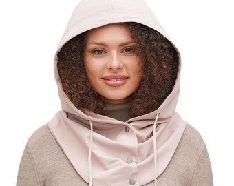 Waterproof hooded scarf with satin lining Unisex hood for curly hair