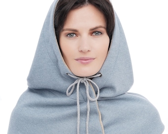 Hooded scarf Womens knit cowl hood Reversible hood
