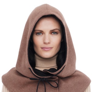 Scoodie for woman Warm hood cowl Beige hooded scarf