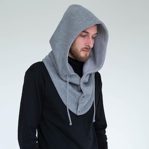 Hooded scarf for winter Warm cozy wool fleece cowl hood unisex