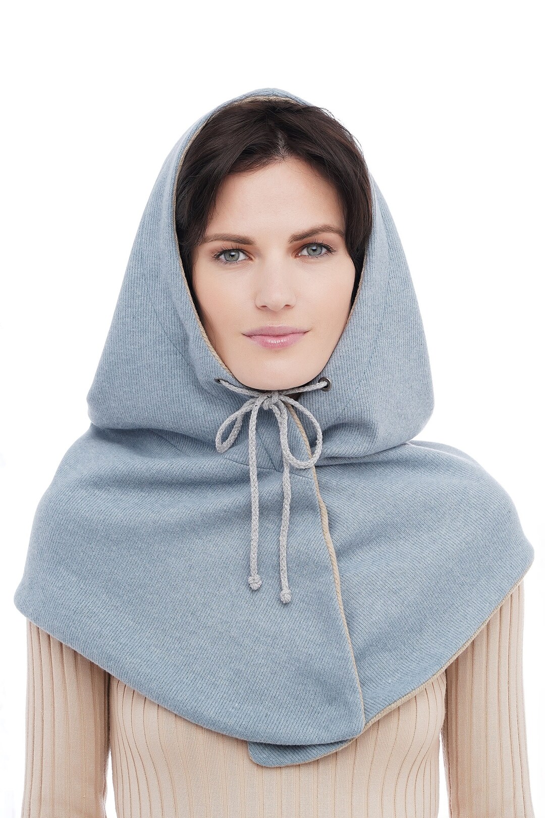 Hooded Scarf Womens Knit Cowl Hood Reversible Hood