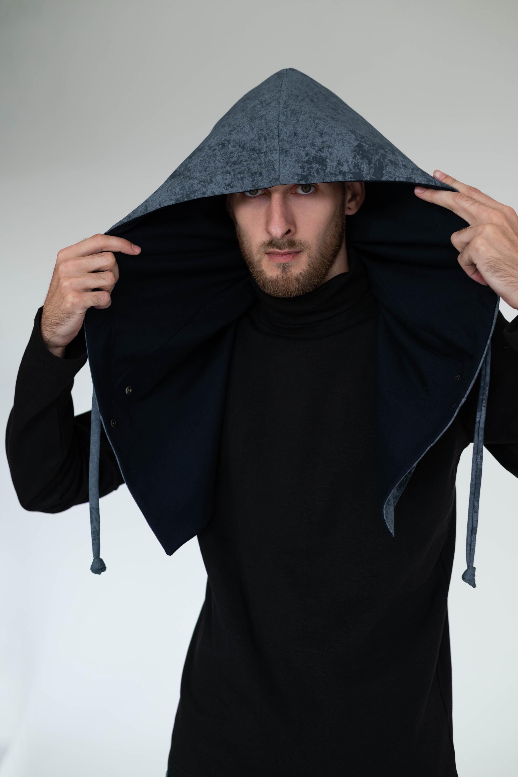 Detached Hooded Scarf Reversable Scarf With Hood Black Cowl Hood for ...