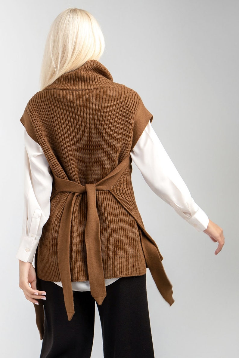 Turtleneck sleeveless sweater Womens warm vest Wool knit tunic Etsy