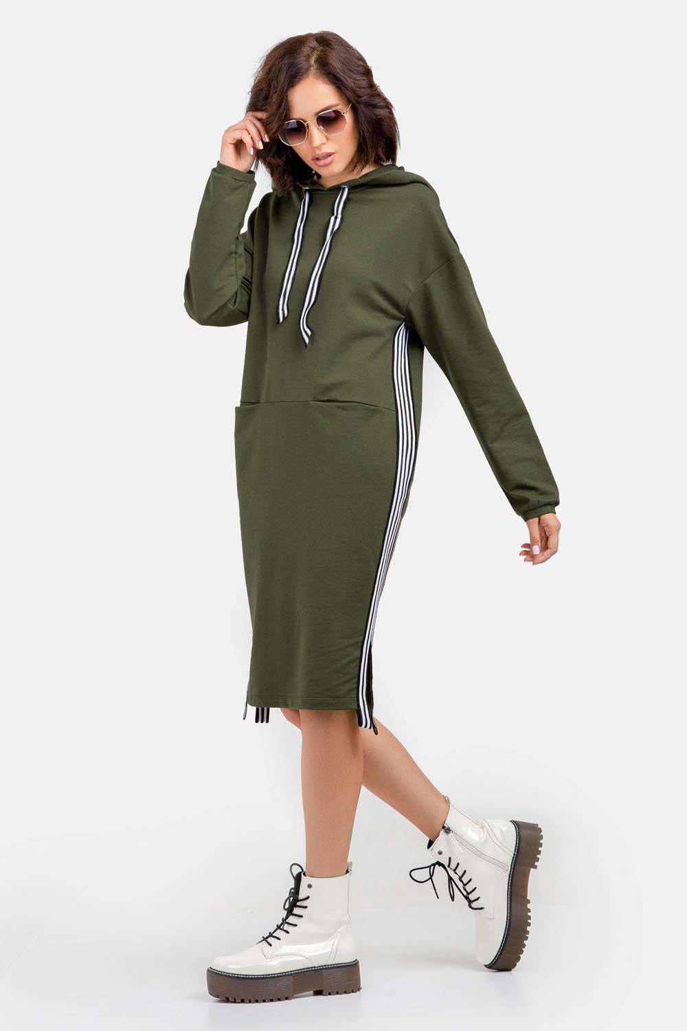 Hooded women's dress Sporty dress Cotton hooded long tunic Etsy