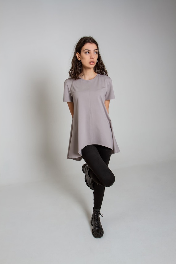 A-line Jersey T-shirt Loose Tunic Asymmetric Hi Low T-shirt - Etsy